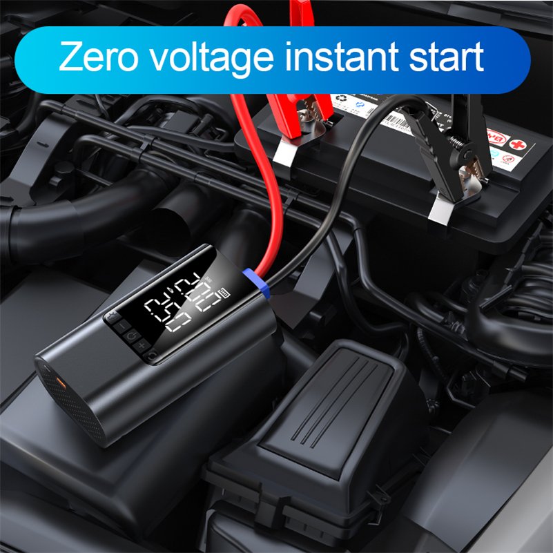 1500A Quick Car Emergency Booster Portable Car Battery Power Bank Jump Starter LED Screen Auto Shut off Air Pump Tire Inflator