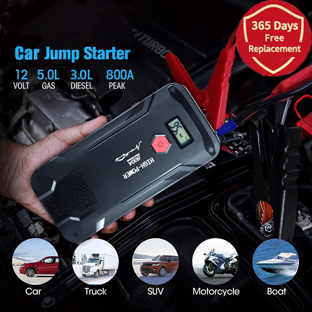 Car Jump Starter Car Buster 12V Vehicle Emergency Battery Auto Booster Battery Starter with Power Bank Powerful LED Light