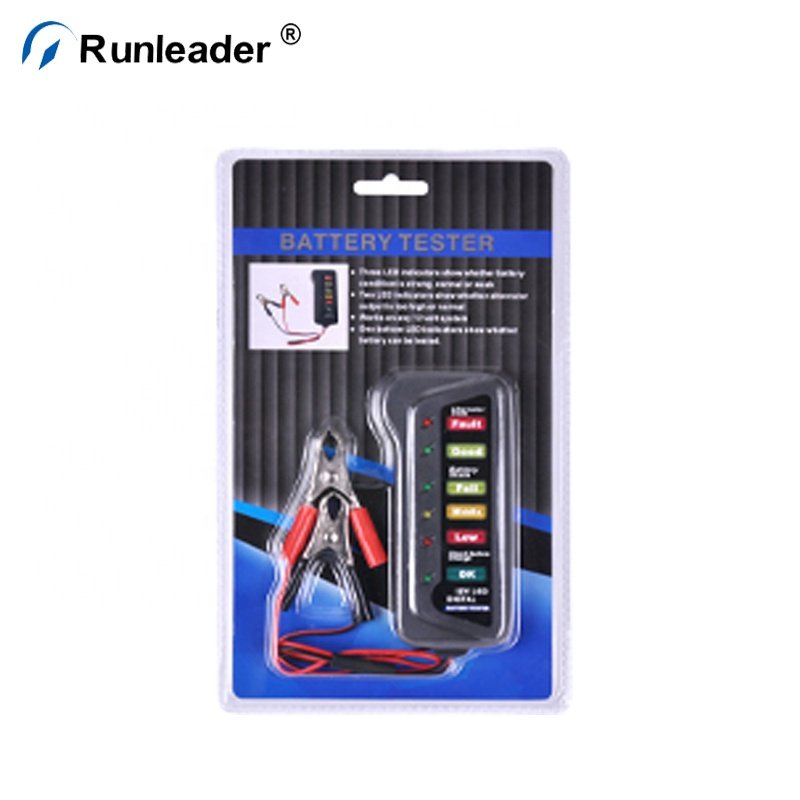 Runleader 12V Car Digital Battery Load Tester 6 LED Alternator Motorcycle Vehicle Display