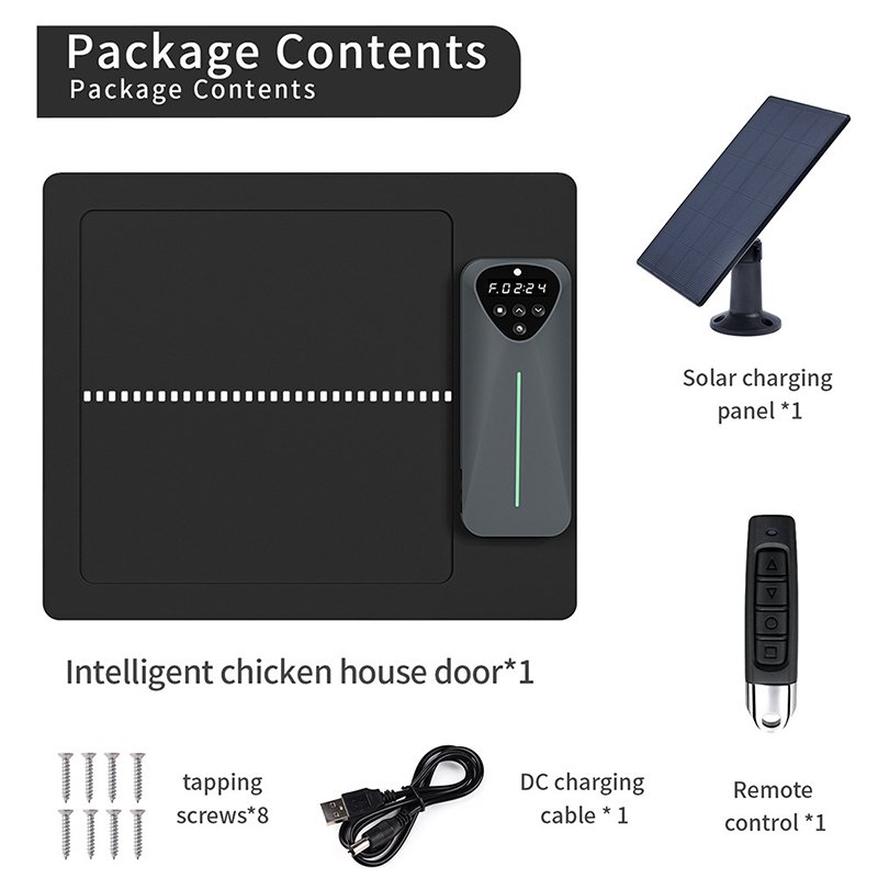 Automatic Chicken Coop Door Solar Powered Rechargeable Remote Control Auto Chicken Coop Door Solar with Timer and Light Sensor