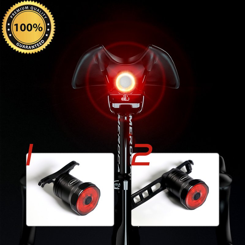 New Image Smart Rear Light Bicycle Tail Light USB Bike Flashlight Lantern Led Lamp Auto Brake Sensing Safety Cycling Taillght