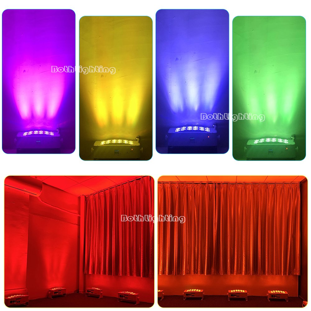 LED Uplights 12x18W RGBWA+UV Wireless Dmx Battery Wash Uplights with WIFI & IR Dj for Wedding Dj Party Event Effects