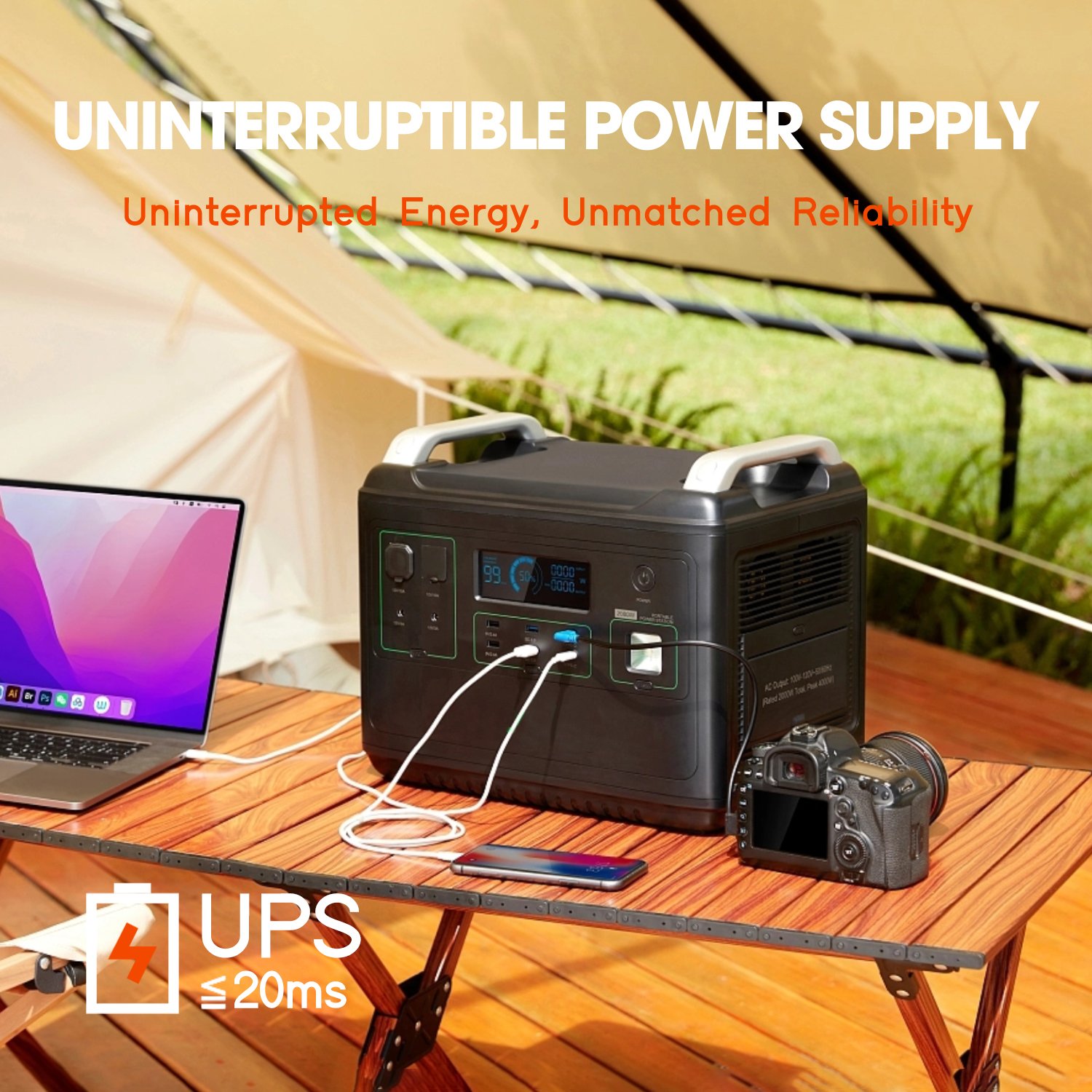 Power Dream 2000W Ac Portable Solar Power Station 110V/220V with USB Lithium Battery Jump Starter Portable Energy Generator