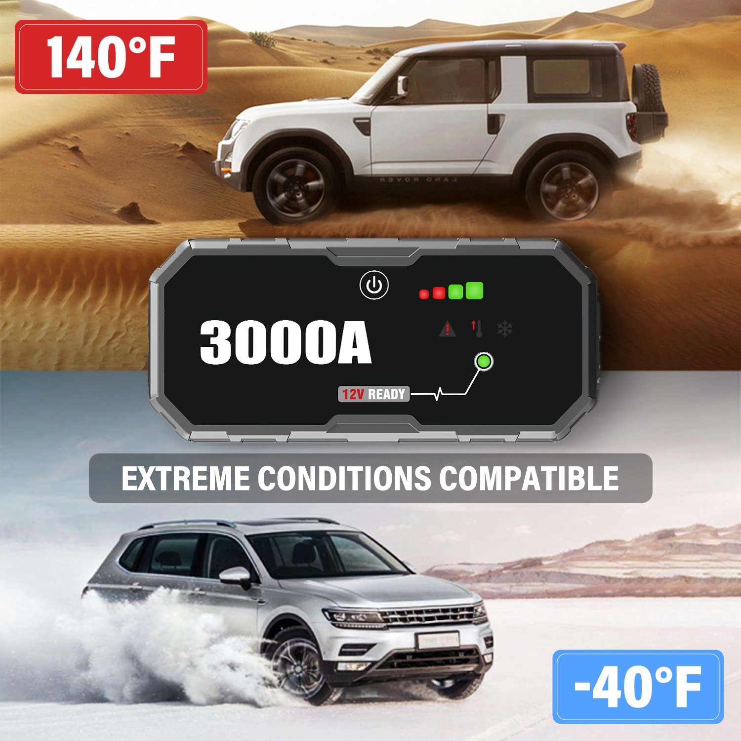 Jump Starter 12V High Power Car Jump Starter 3000A Power Bank Multi-Function Lithium Battery Jump Box Portable Car Start Box
