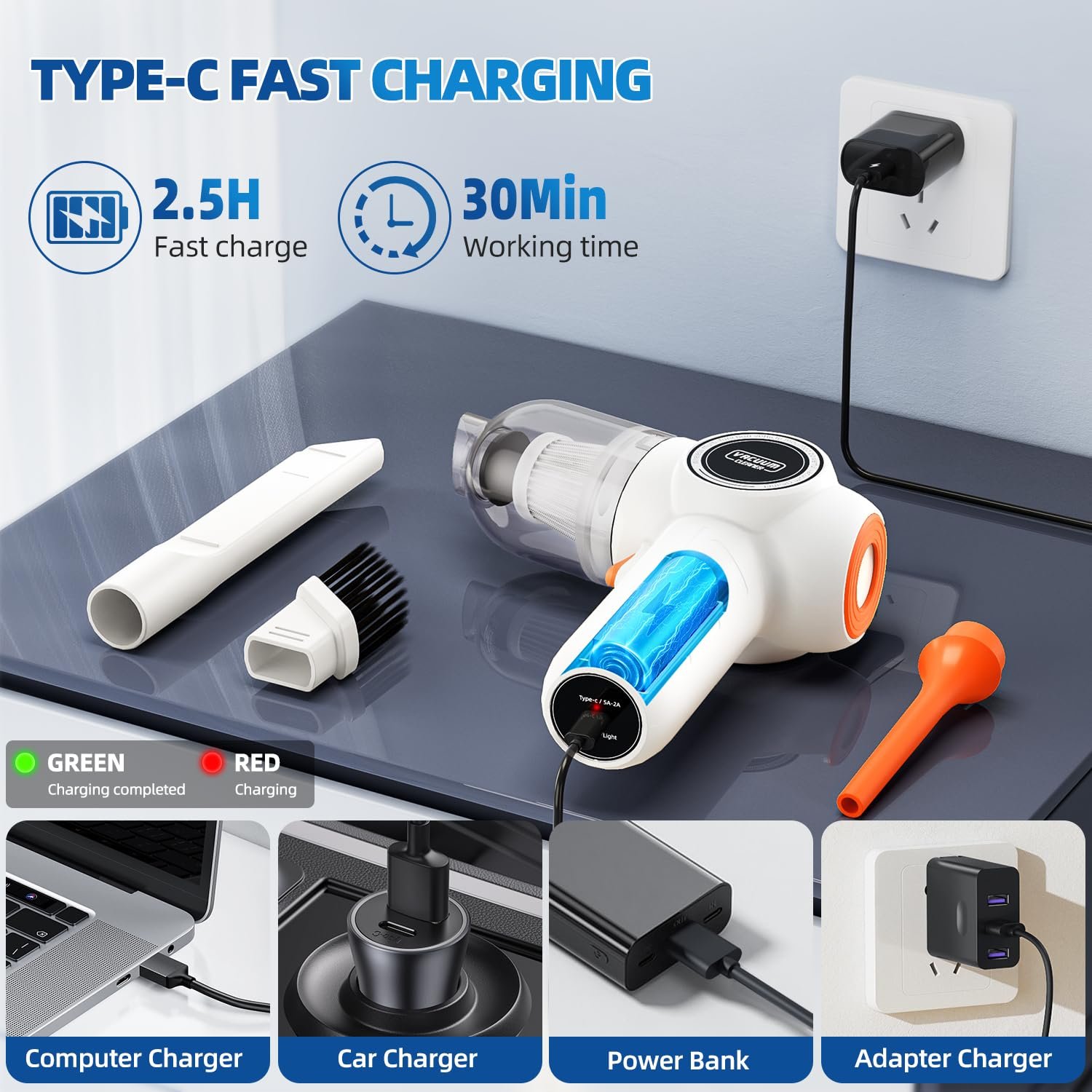 High Quality Auto Hand Vacuum 60W Portable Mini Cordless Vacuum Cleaner for Car Home Clean Car Vacuum Cleaner
