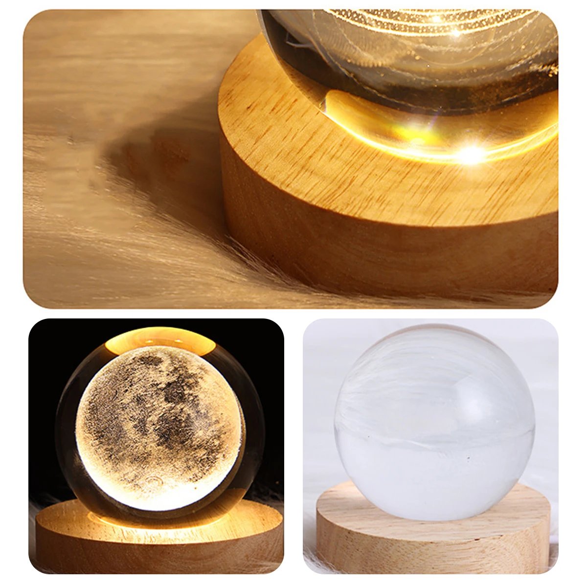 Creative 3D Crystal Visualization Visual Solar System Saturn Nebula Moon USB RGB Colorful Ambient Gift Light Bedside Table Lamp
