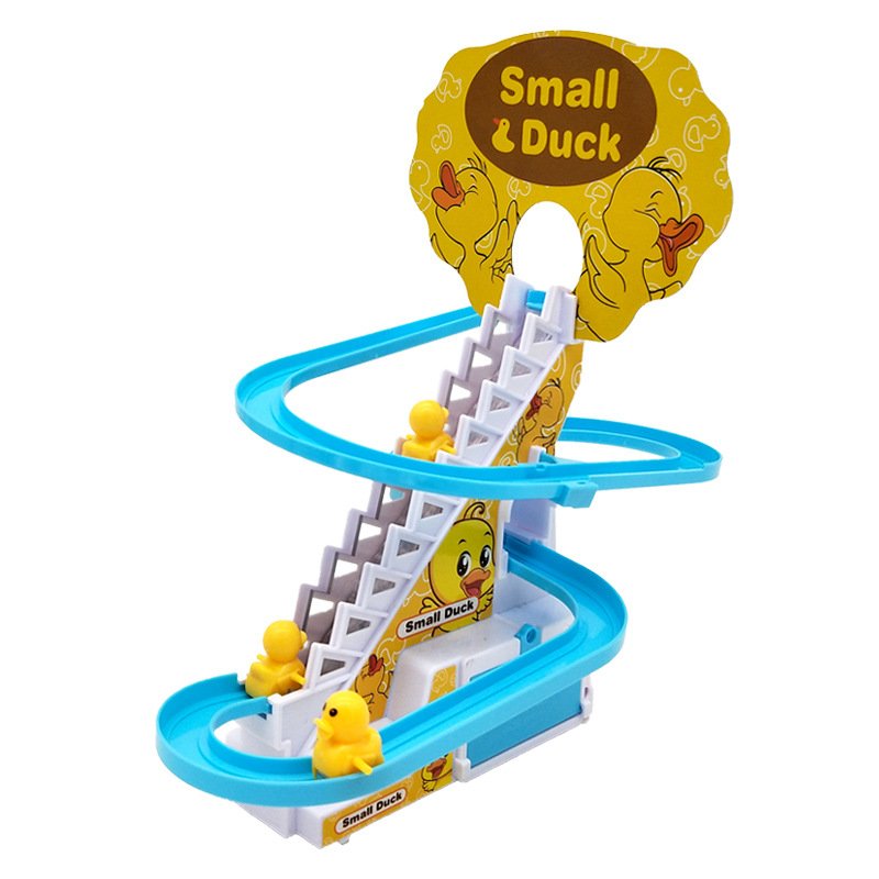 Climb Stairs Mini Duck Roller Coaster Toy for Halloween Christmas Electric Toys Track Slide Stairs Indoor Toy with LED Flash