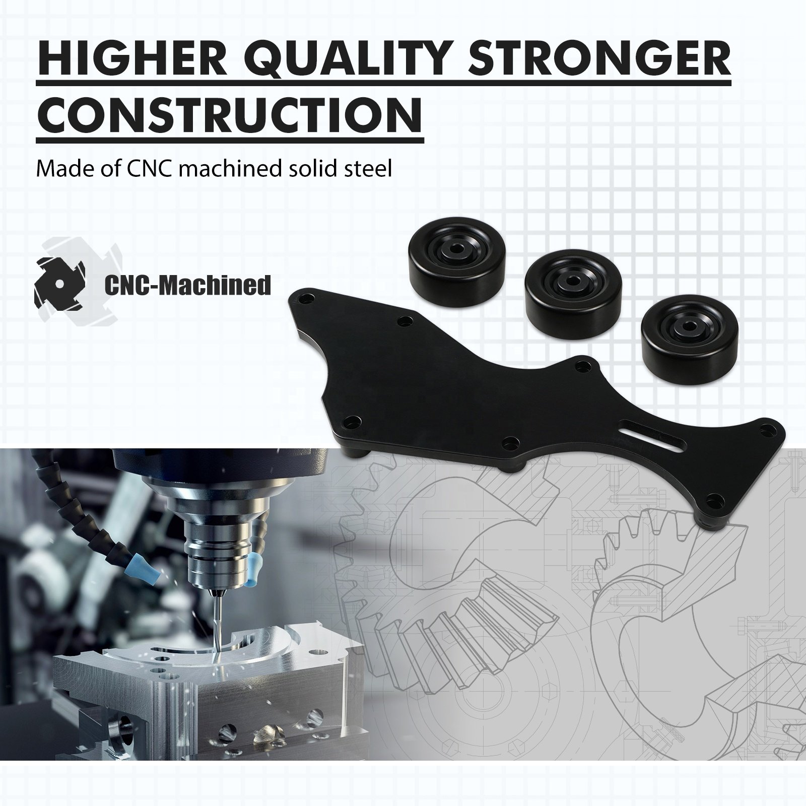 BEVINSEE LS Triple Alternator Bracket for GM Vortec V8 Engines for Chevy 5.3L 4.8L 6.0L 6.2L 2000-2013