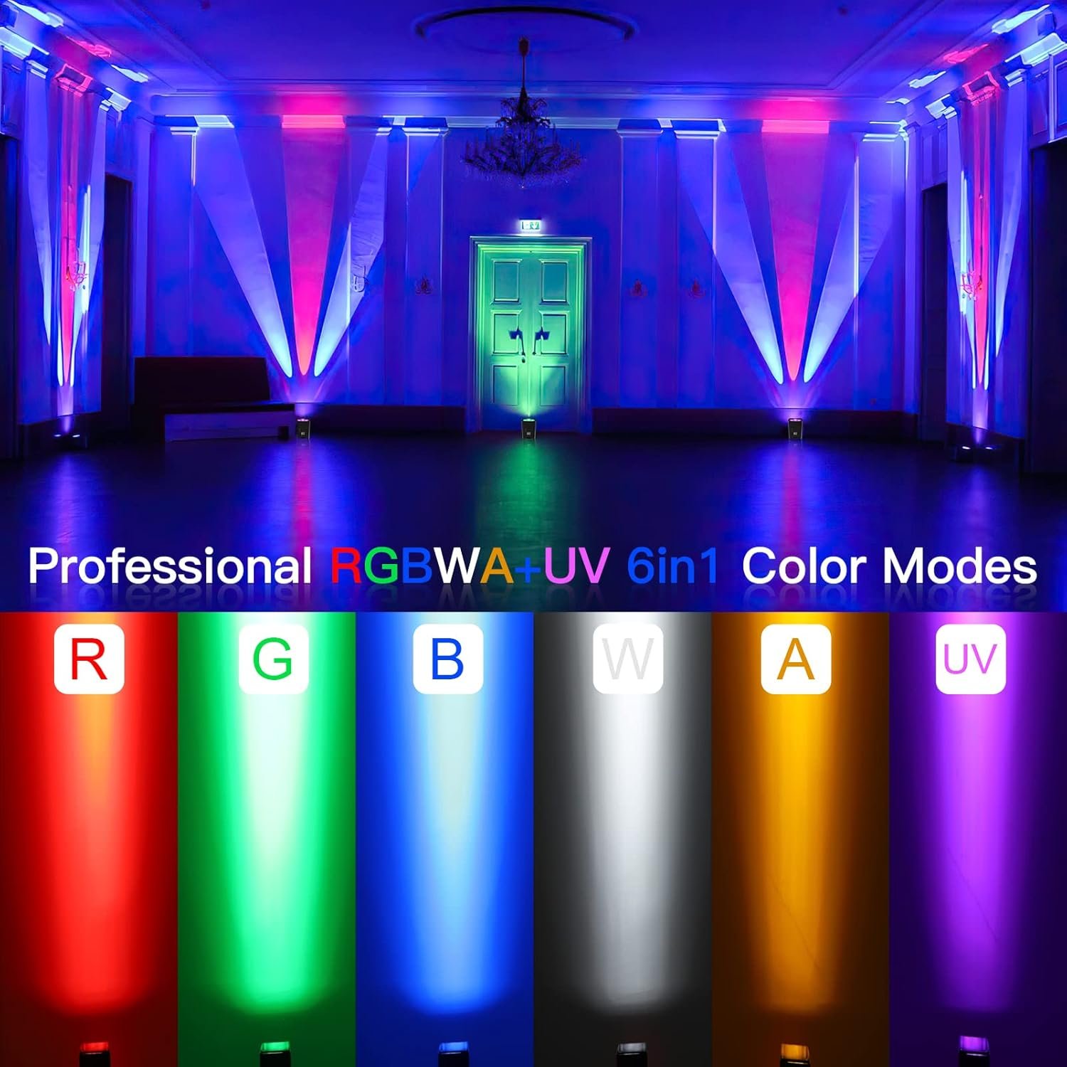 Hot Sell Uplights 6*18W Battery-powered RGBWA+UV Wireless Rechargeable Spotlights Stage Uplights for KTV Wedding Party DJ Stage