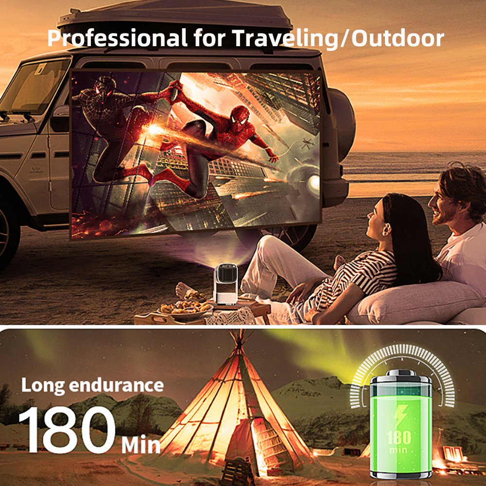 Yinzam K21080P Projector, MAX 4K Android 11 1GB 8GB Triple K2 Projector with Battery Auto Focus Keystone MEMC HDR10 Beamer