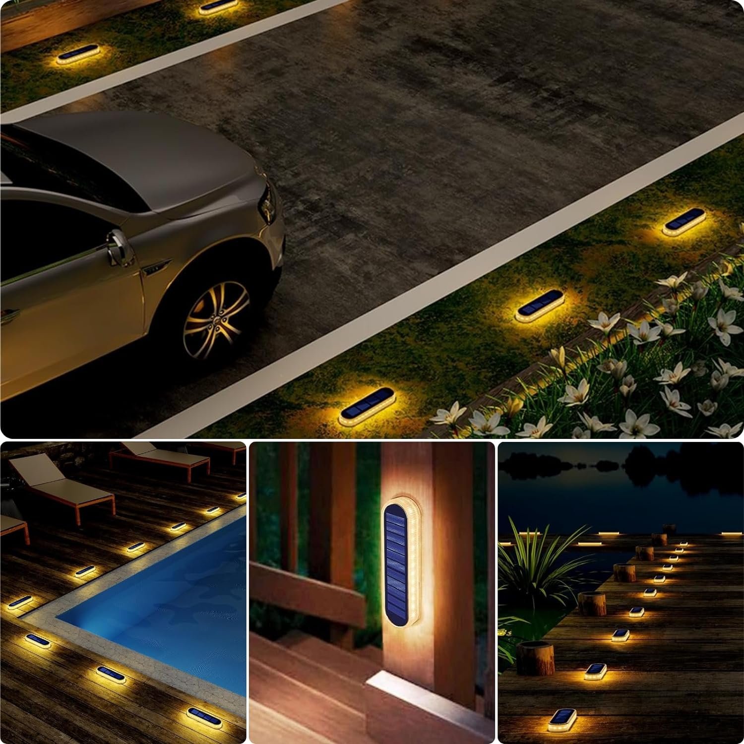New Upgraded Balcony Waterproof Garden Solar Powered Fence Lights Outdoor Yard Deck Light Led Step Patio Lights Stair Solar Lamp