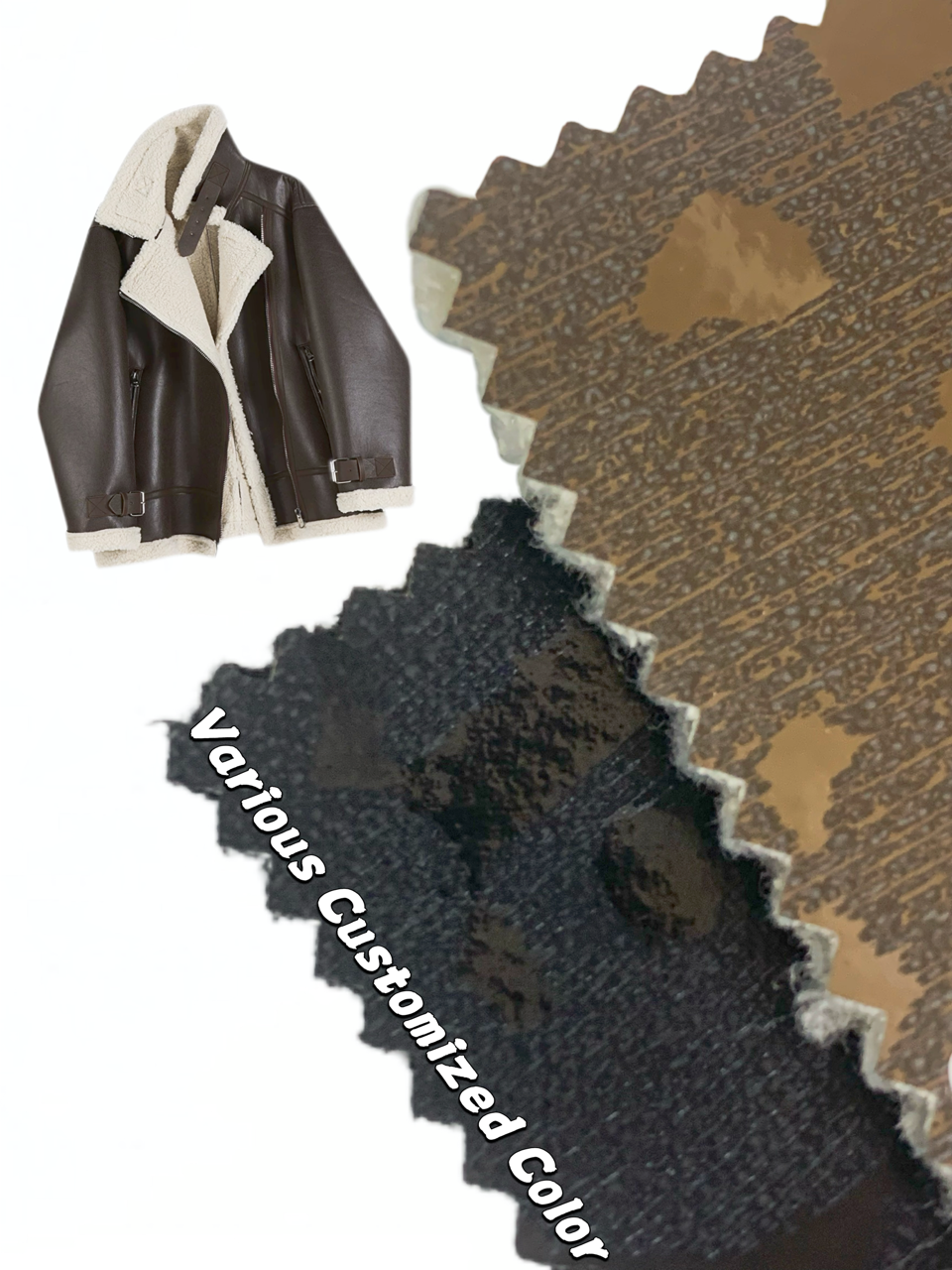 High Quality Brand New Technology Fur Integrated PU Coated Faux Leather Imitation Wool Backing Fabric for Fashion Jacket Shoe