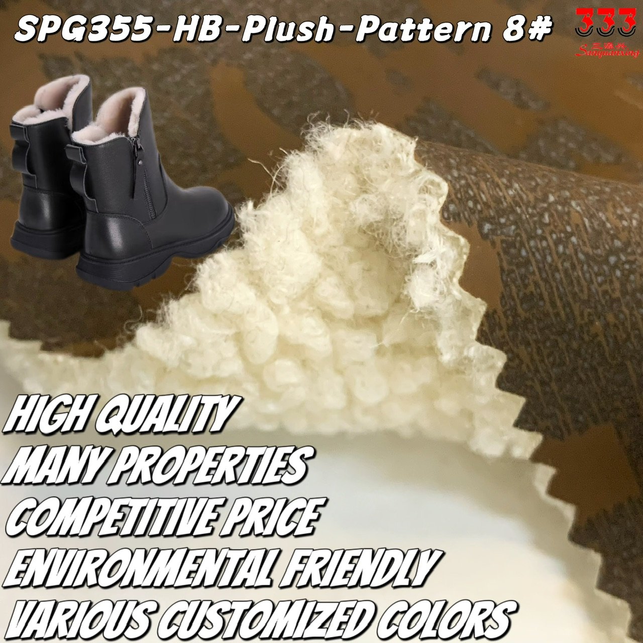 High Quality Brand New Technology Fur Integrated PU Coated Faux Leather Imitation Wool Backing Fabric for Fashion Jacket Shoe