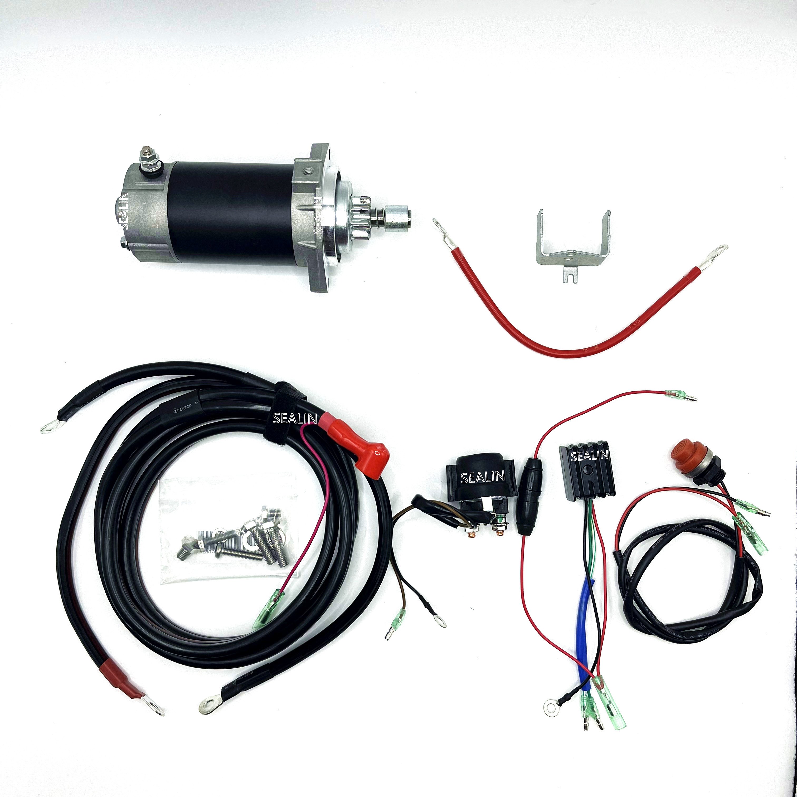 Electric Start Conversion Kit for Tohatsu 15hp 20hp 30hp 40hp 50hp Outboard Engine Starter Motor Relay Cable Rectifier