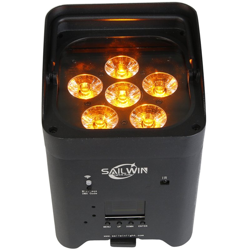 Sailwin Stage Lighting DMX512 Wedding DJ Uplight RGBWA+UV 6 in 1 Led Par Light Wireless Battery& Remote IR Control Stage Light