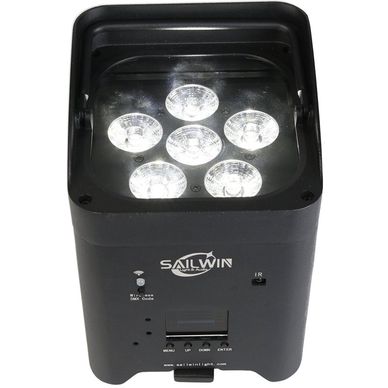 Sailwin Stage Lighting DMX512 Wedding DJ Uplight RGBWA+UV 6 in 1 Led Par Light Wireless Battery& Remote IR Control Stage Light