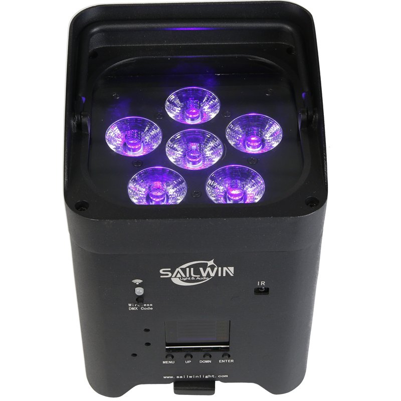 Sailwin Stage Lighting DMX512 Wedding DJ Uplight RGBWA+UV 6 in 1 Led Par Light Wireless Battery& Remote IR Control Stage Light