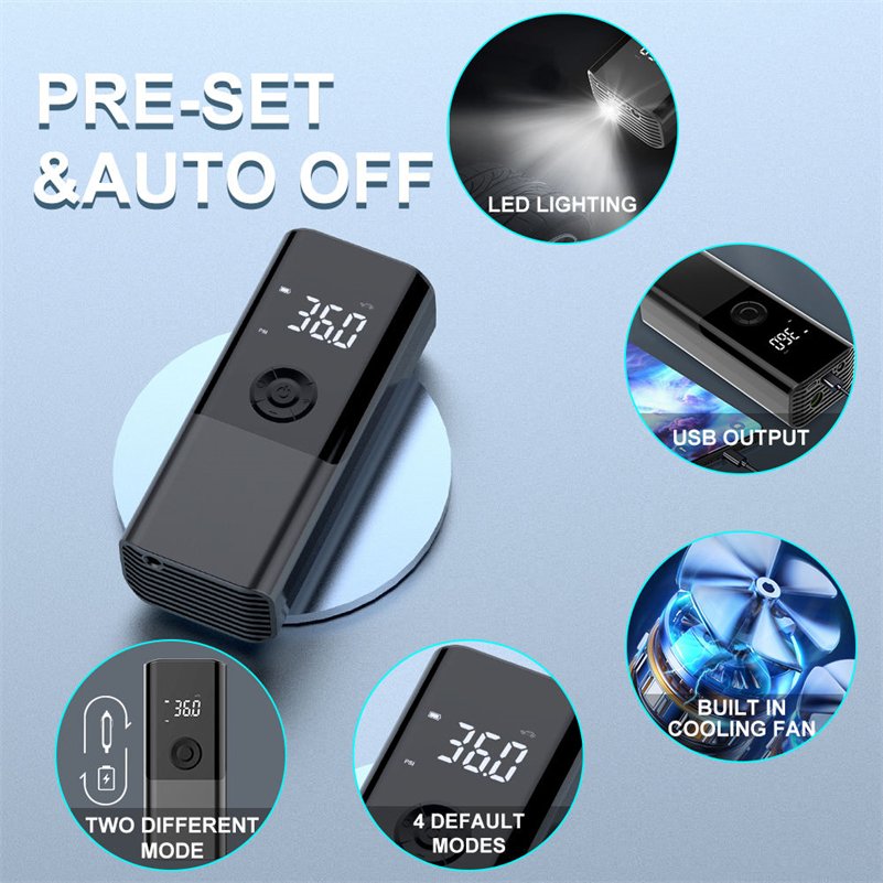 Newest Portable 150psi DC 12V Auto Stop Wired Car Tire Inflator Pump ABS Material Vehicle Tire Inflator with None Battery