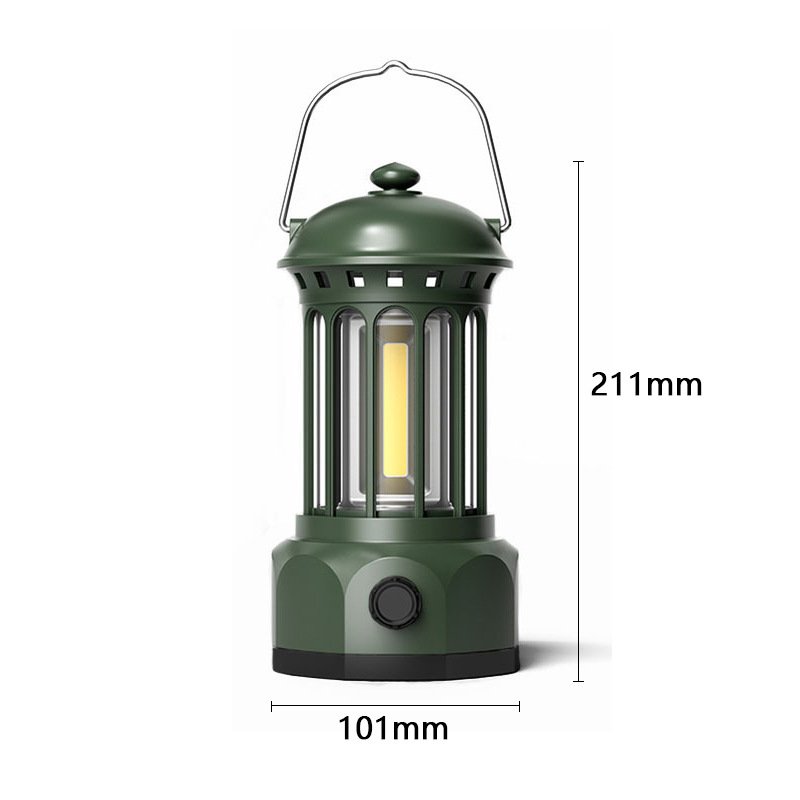Portable 400 Lumen Retro LED Design Camping Lamp White Black Green ABS with 3*AA Battery Red Body Hangable Outdoor Tent Lighting