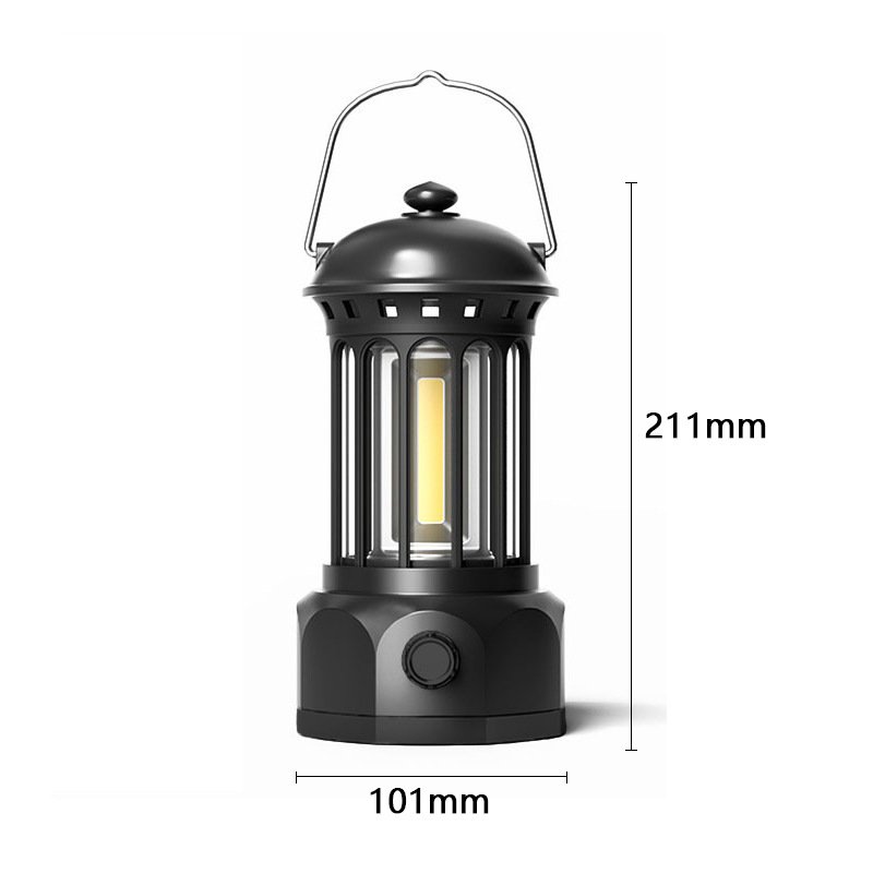 Portable 400 Lumen Retro LED Design Camping Lamp White Black Green ABS with 3*AA Battery Red Body Hangable Outdoor Tent Lighting