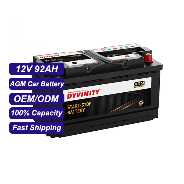 New 12V 92AH AGM Auto Batteries Lead Acid Car Battery with 850 CCA for Car Use