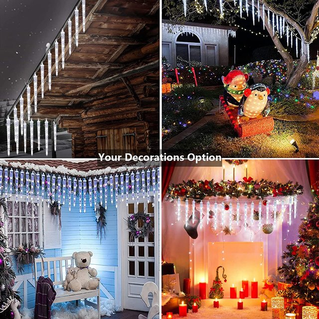 Christmas Holiday Battery Powered Crystal Led Icicle String Lights with White Icicle Lamp for Christmas Decoration for Christmas