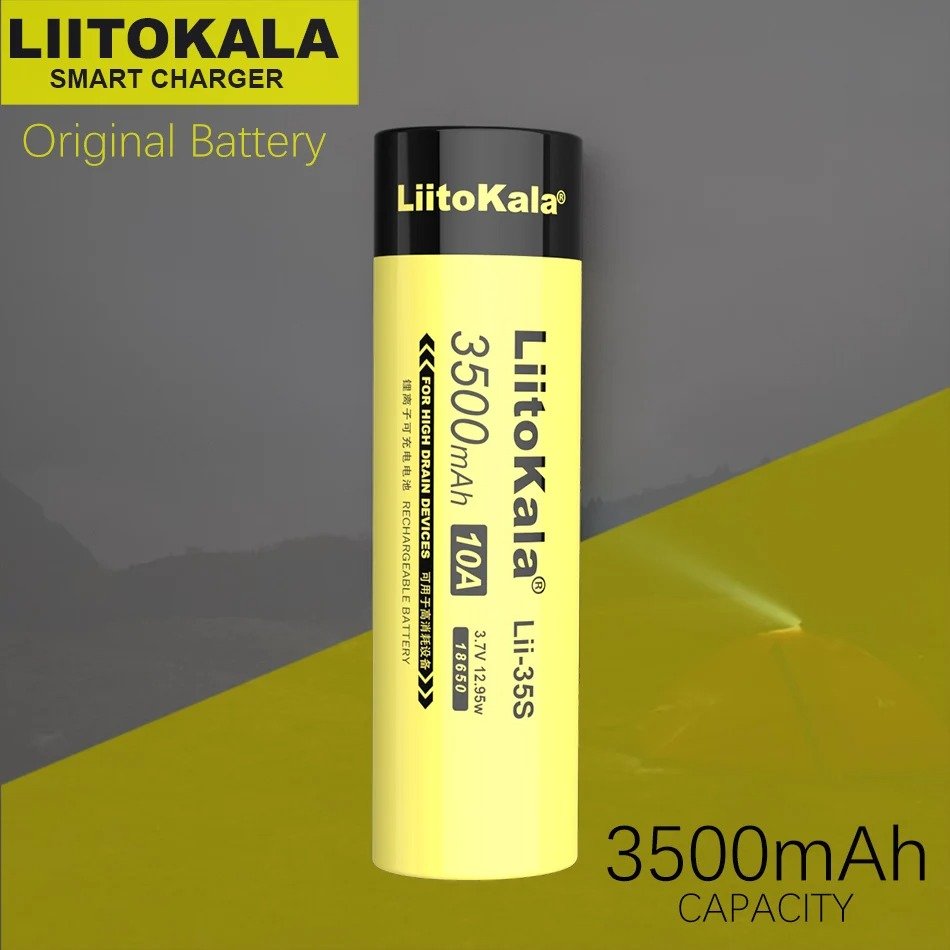 Factory Outlet Original 3500mAh 10A Discharge Power Battery for High Drain Devices LiitoKala Lii-35S 3.7V 18650 Li-ion Battery