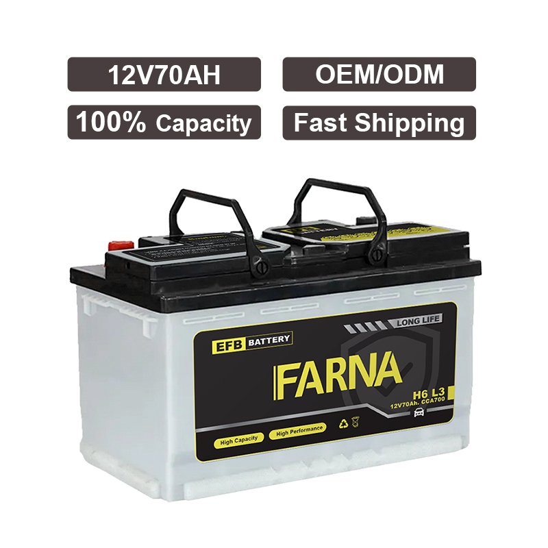 EFB Car Battery Lead Acid Auto Batteries 12V 70AH for Honda Accord Japanese Cars JIS Standard Free Maintenance