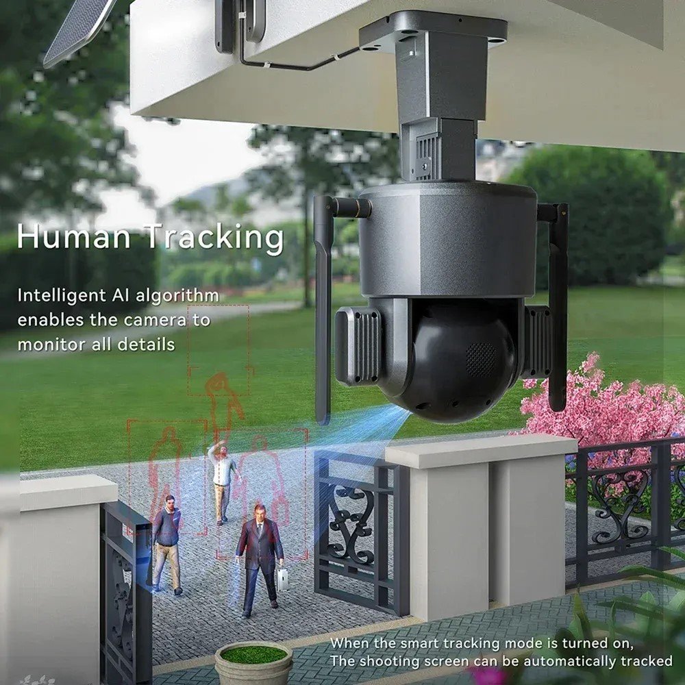 Niview App WiFi /4G 4MP Outdoor Camera Smart Video IP66 Waterproof Home Security Solar Camera with Two Lens