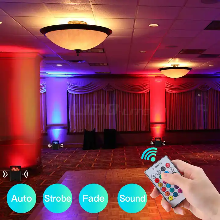 Uplights Battery Wireless 6x18W RGBWAP Led Par Stage Light Battery Uplight Wireless Uplight for DJ Wedding