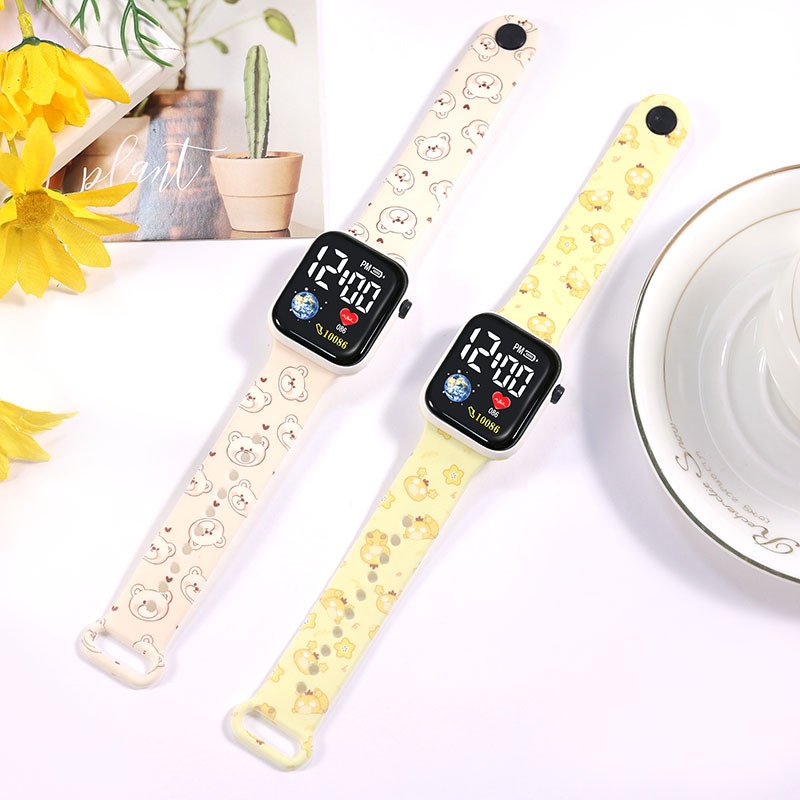 JHD Digital LED Children's Watch With Animal Printed Electronic Kids Bracelet Watch With Fun Cartoon Print