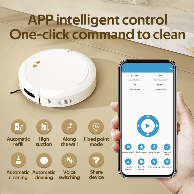 RYK OB16 PRO High-Suction Smart Vacuum Cleaner Google Home Alexa Support WiFi App Control Brushless Motor Auto Recharge-New