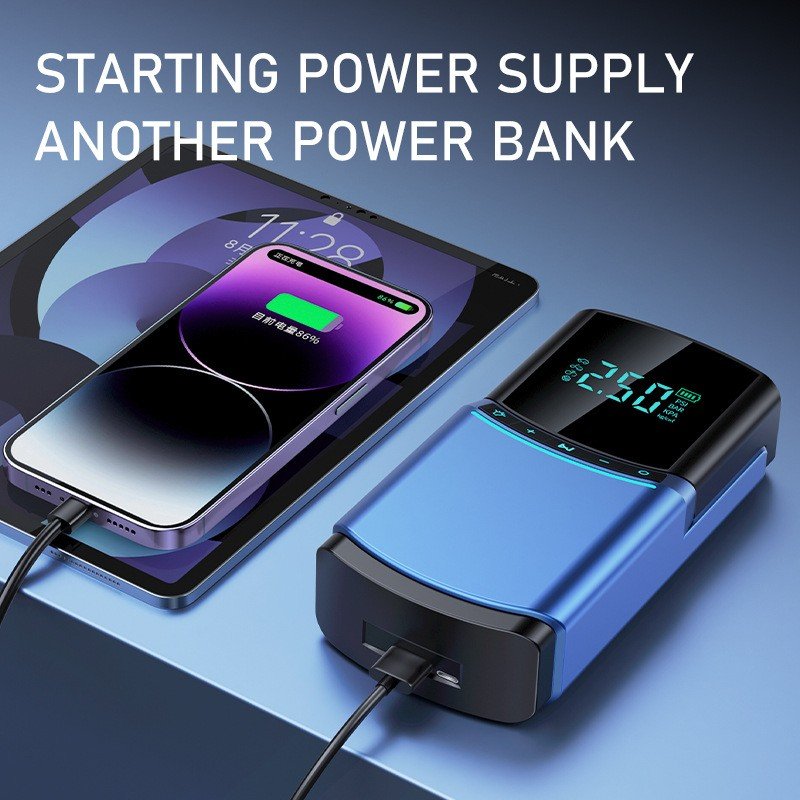 Portable 12V 2000A Car Jump Starter 12000mAh Emergency Starter 150PSI Power Bank with air Compressor Portable Battery Booster