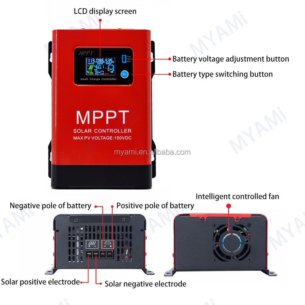 MYAMi Factory Wholesale High Input Voltage Auto 12V 24V 48V 60A 100A Off-grid Mppt Solar Charge Controller Caravan Solar System