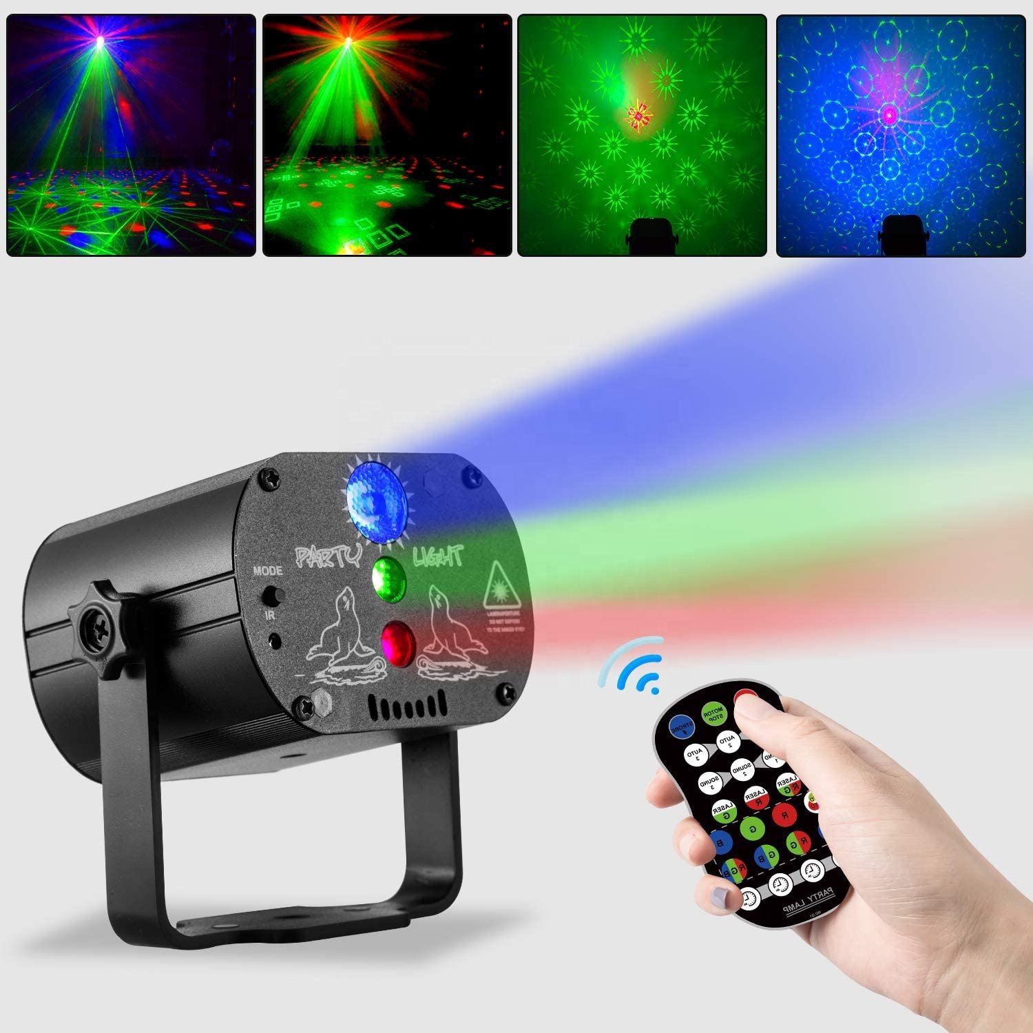 Mini Disco Party LED Light 16 in 1 Christmas Laser Magic RGB Music Effect DJ Lazer Light for Home Nightclub KTV Stage Decor Lamp