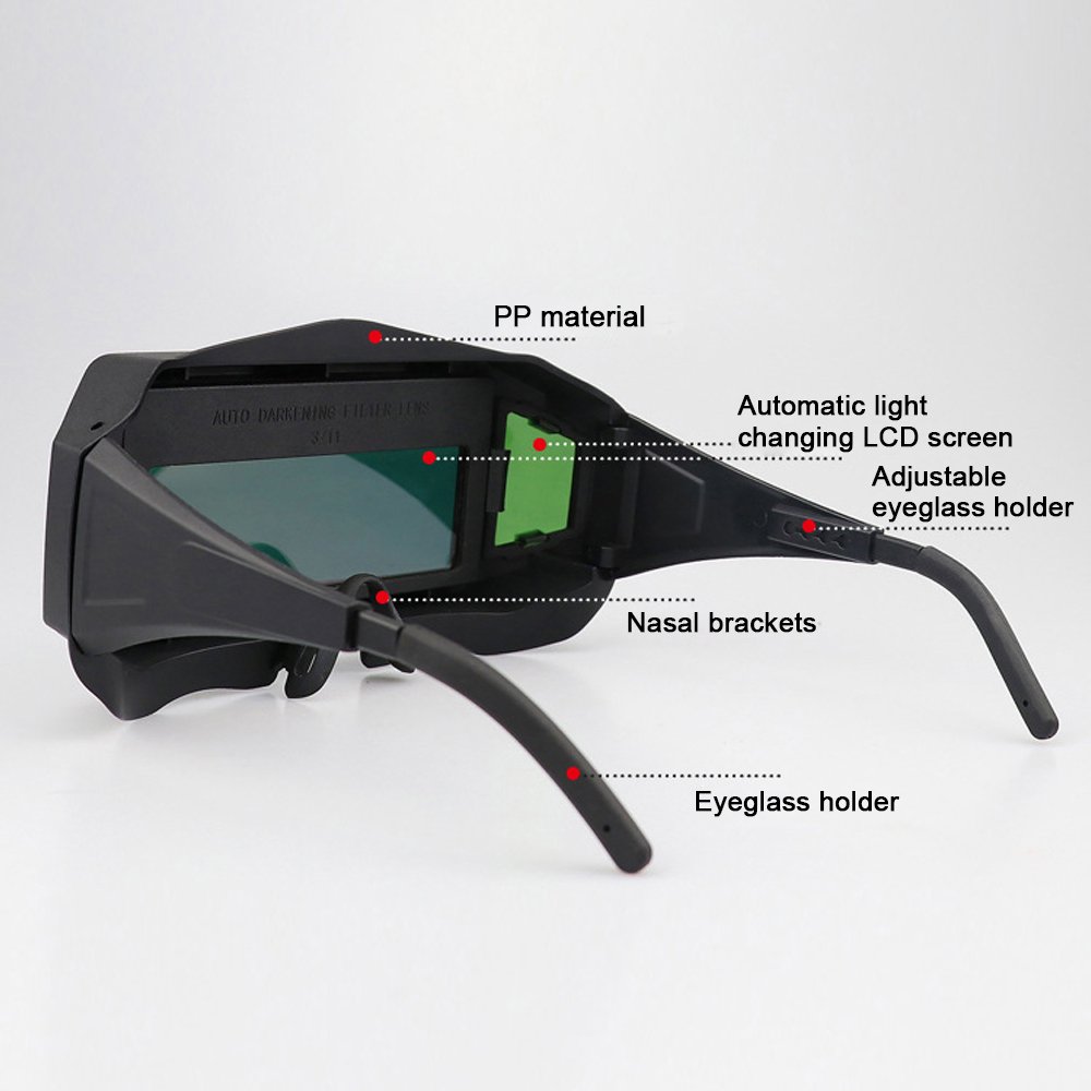 Auto Color-changing Welding Goggles Professional Automatic Dimming Soldering Glasses Argon Arc Anti-glare Glasses Solar Powered