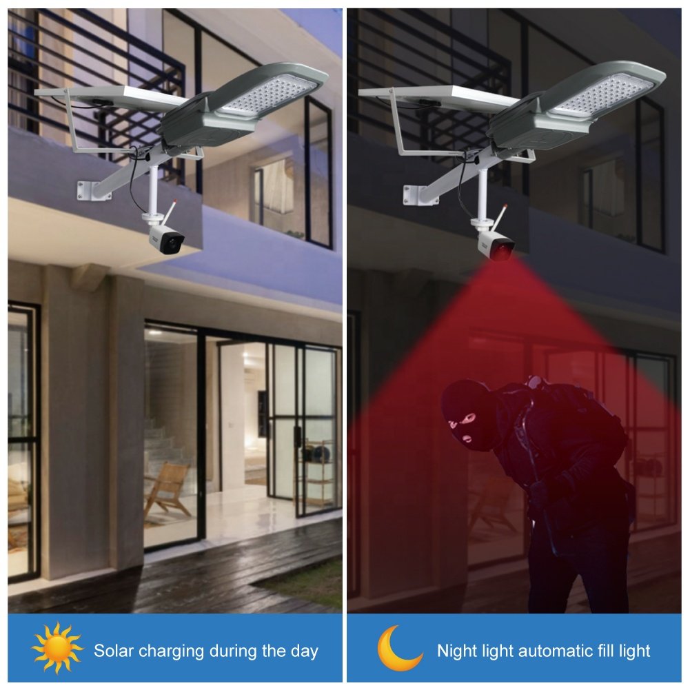 CCTV Camera Ip65 Waterproof Solar Street Light with Wifi 4g Camera CCTV Outdoor