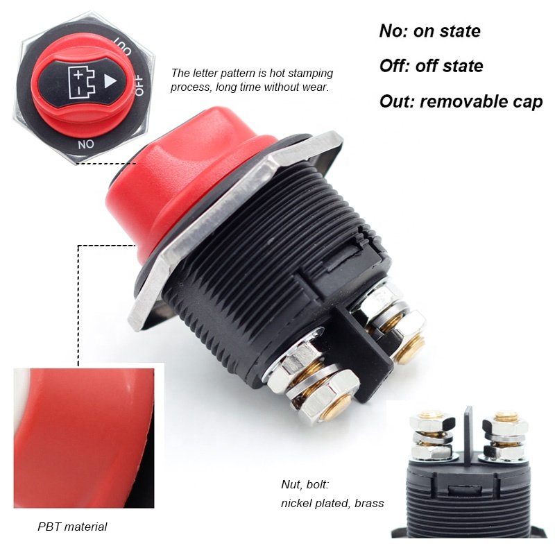 200A Battery Switch Battery Isolator Selector Switch Disconnect Waterproof Switch for Car Boat
