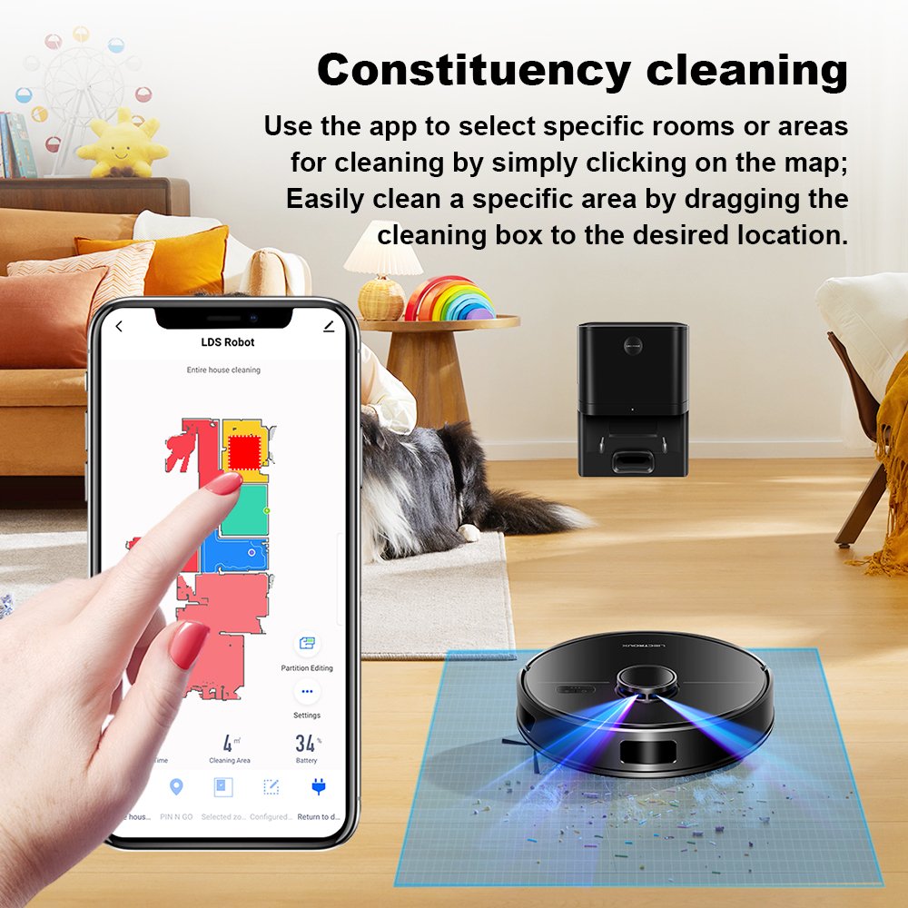 Liectroux M70Pro Lidar Robot Vacuum Mop - Self-Emptying 6.5KPa Suction Multi-Floor Mapping Carpet Boost 3L Dustbag App Control