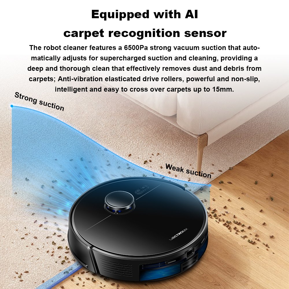 Liectroux M70Pro Lidar Robot Vacuum Mop - Self-Emptying 6.5KPa Suction Multi-Floor Mapping Carpet Boost 3L Dustbag App Control