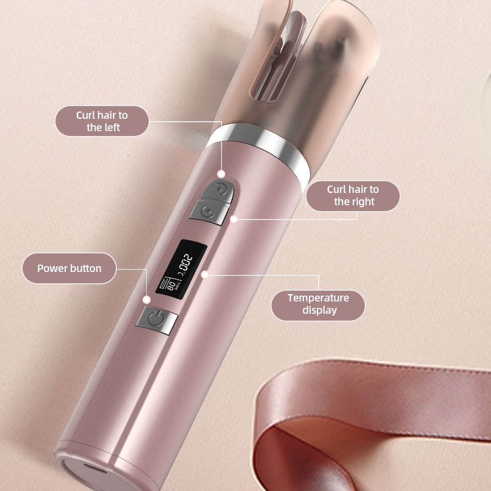 Private Label Portable Cordless Automatic Rotating Hair Curler Wireless Usb Rechargeable Ceramic Auto Curling Iron Professional