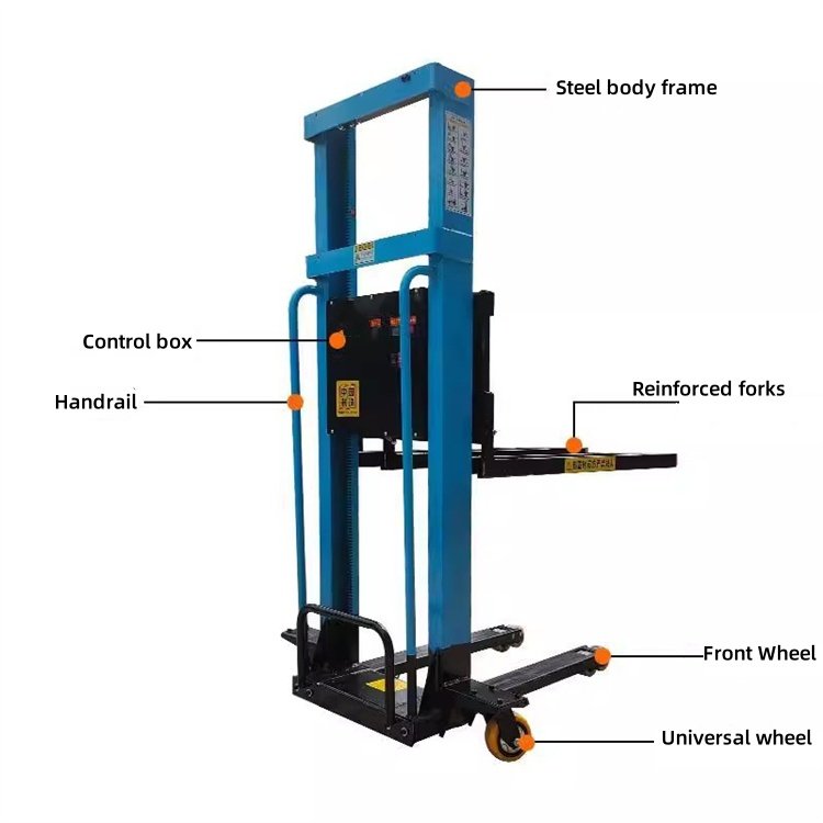 1T Portable Stacker Truck with Auto Lift AC Motor Power Source for Efficient Loading and Unloading of Goods up and Down