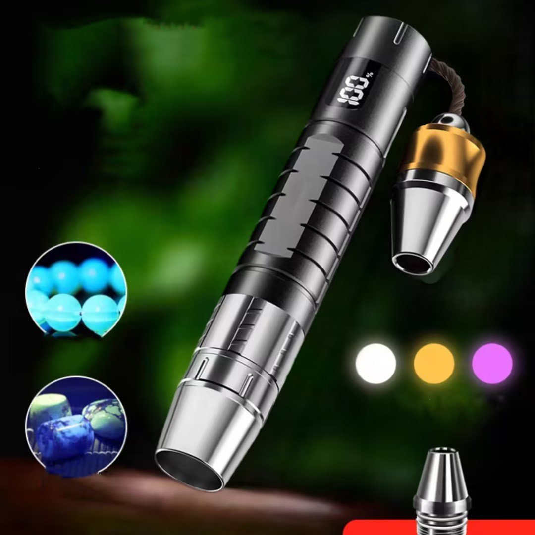 2024 Rechargeable 3 LED White Yellow 365nm UV Jade Torch Professional Identification Gemstone Tester With Power Display