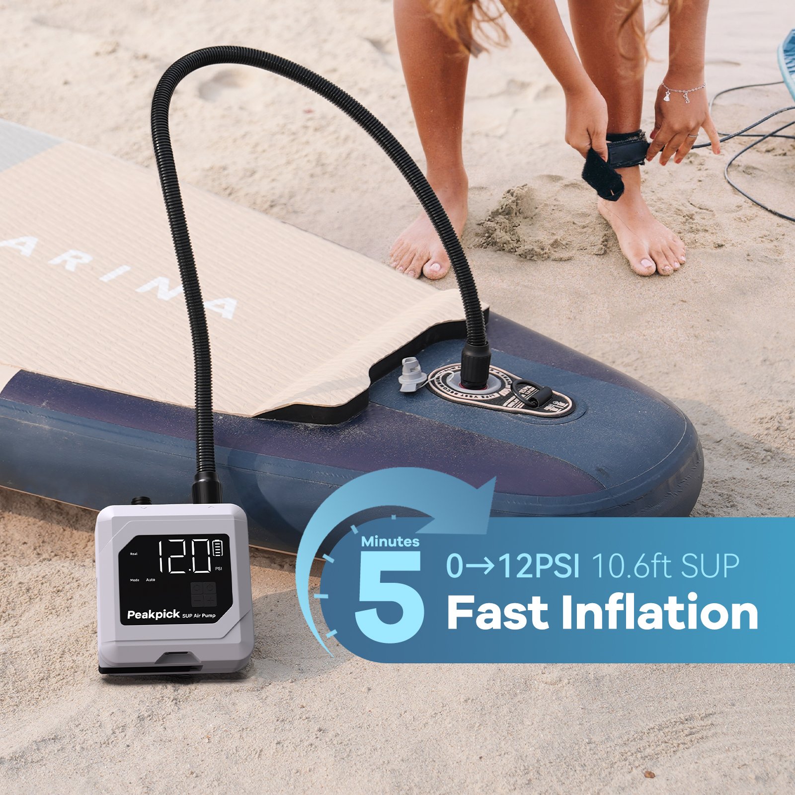 Cordless Electric Battery Inflator Auto Inflation and Deflation Electric Pump for SUP Board