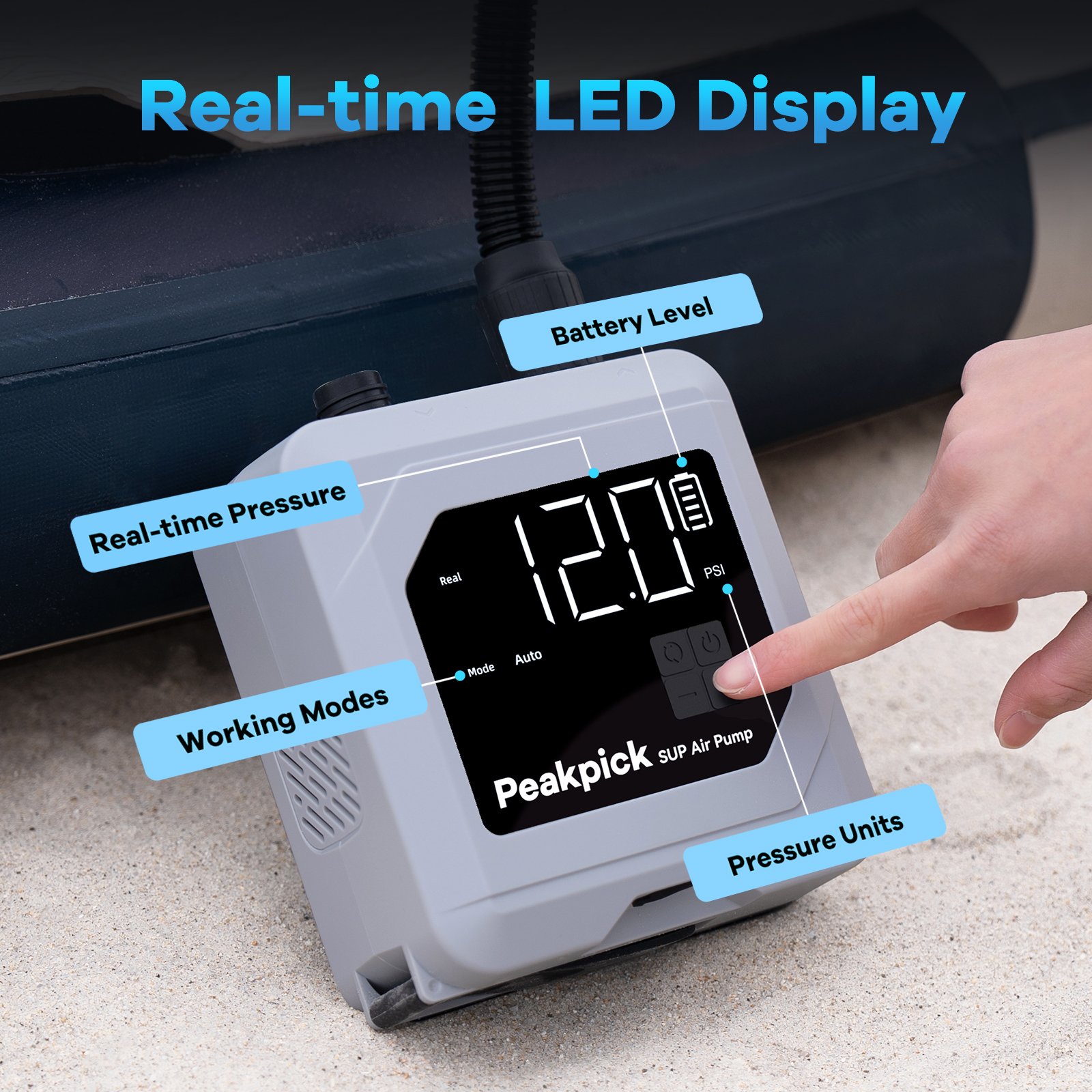 Cordless Electric Battery Inflator Auto Inflation and Deflation Electric Pump for SUP Board