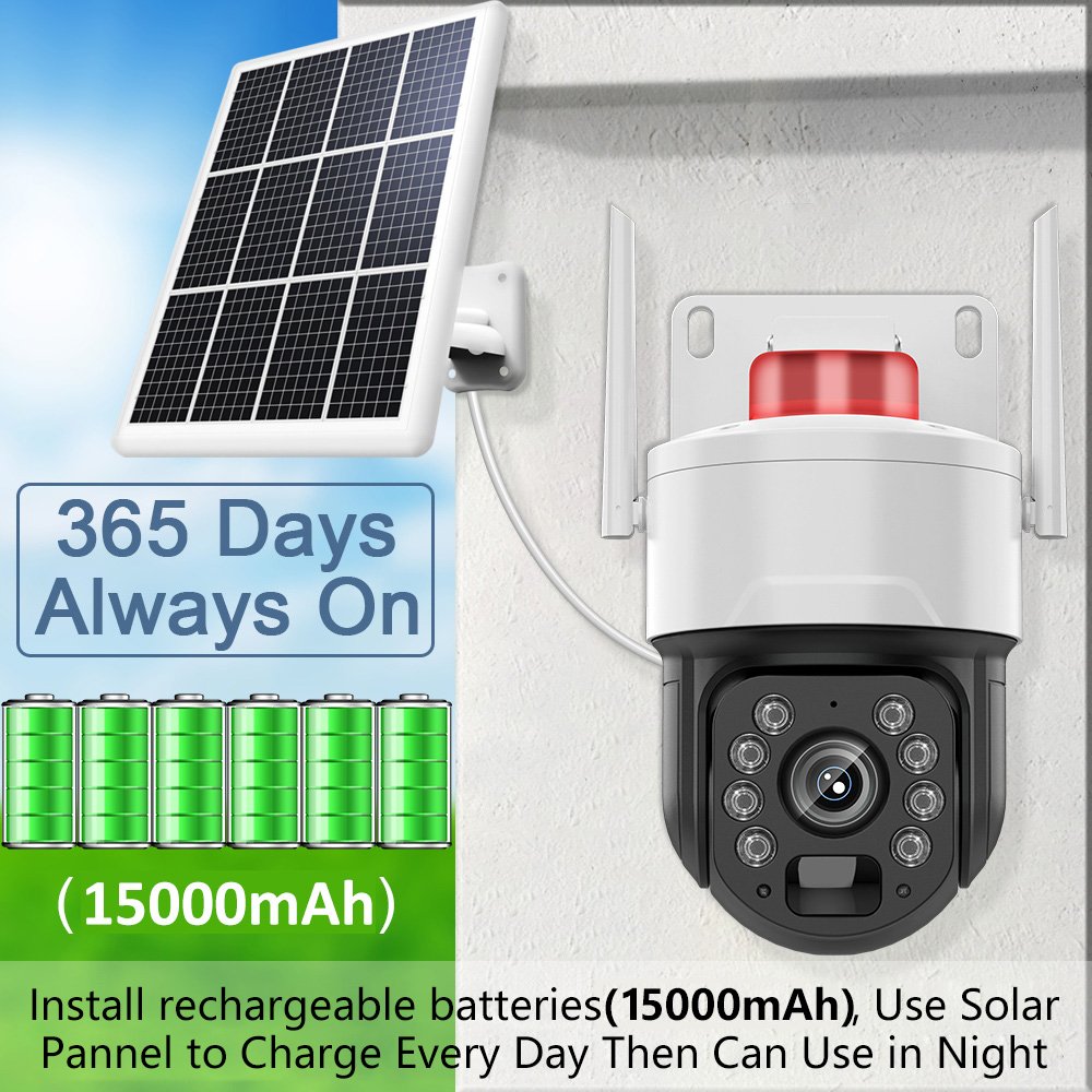 Tuya Smart 4G 5MP 30X Optical Zoom WiFi 8W Solar 15000mAh Battery Auto Tracking PTZ CCTV Dome Wireless Surveillance Camera