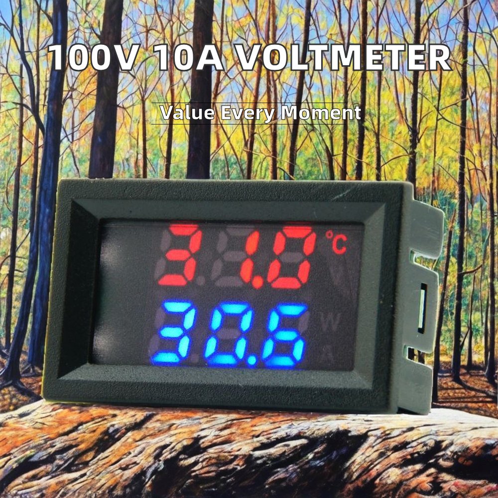 DC Dual Display Digital Voltmeter Dual Temperature + Single Voltage Alternate Display 4~30V Direct Power Supply Pattern Single