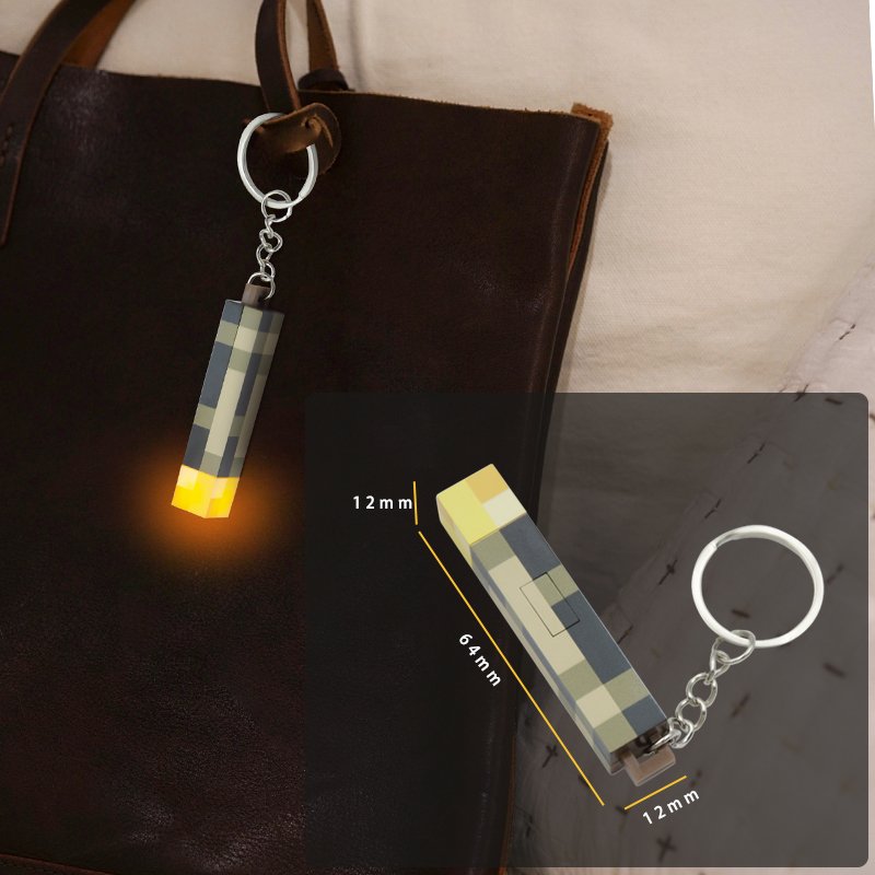 Type-c Charging Miner Game Peripheral LED Pixel Key Chain Light Creative Key Chain