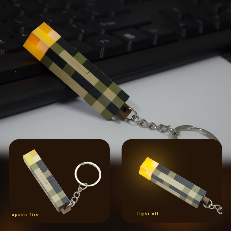 Type-c Charging Miner Game Peripheral LED Pixel Key Chain Light Creative Key Chain
