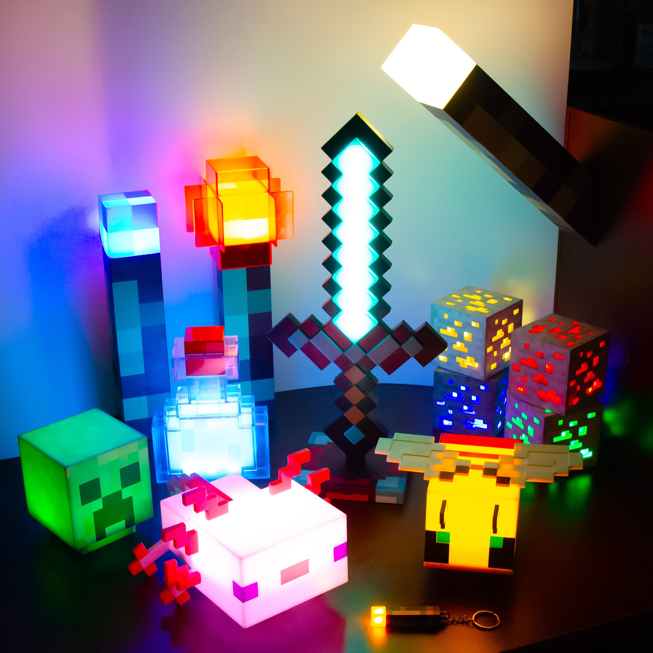 Type-c Charging Miner Game Peripheral LED Pixel Key Chain Light Creative Key Chain